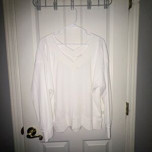 Women's White V-Neck Sweater